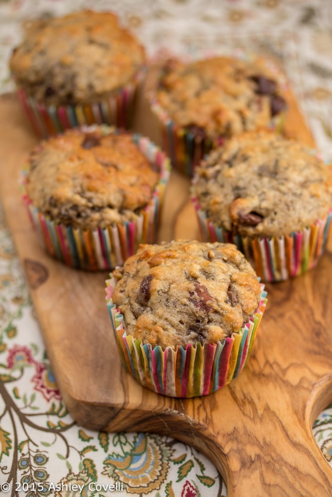 Skinny Banana Nut Chocolate Chip Muffins