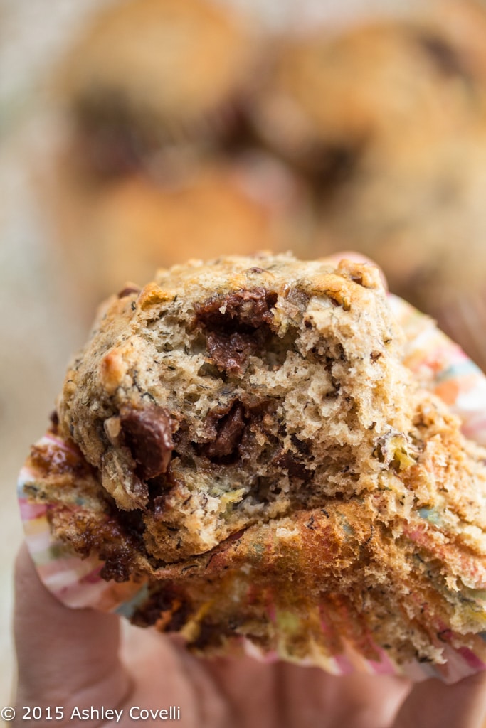 Skinny Banana Nut Chocolate Chip Muffins