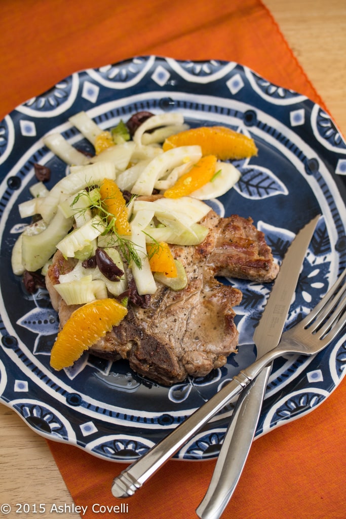 Pork Chops with Fennel, Orange, and Olive Salad