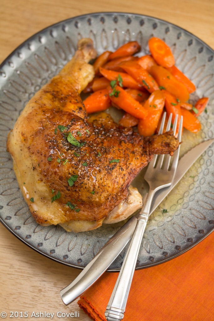 Iron Skillet Chicken + Carrots with Toasted Lager Mustard Sauce