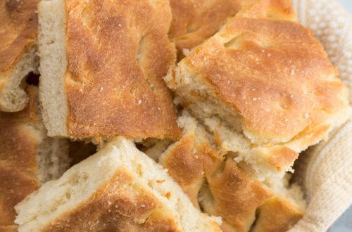 Bread bowl full of Anne Burrell's Focaccia.