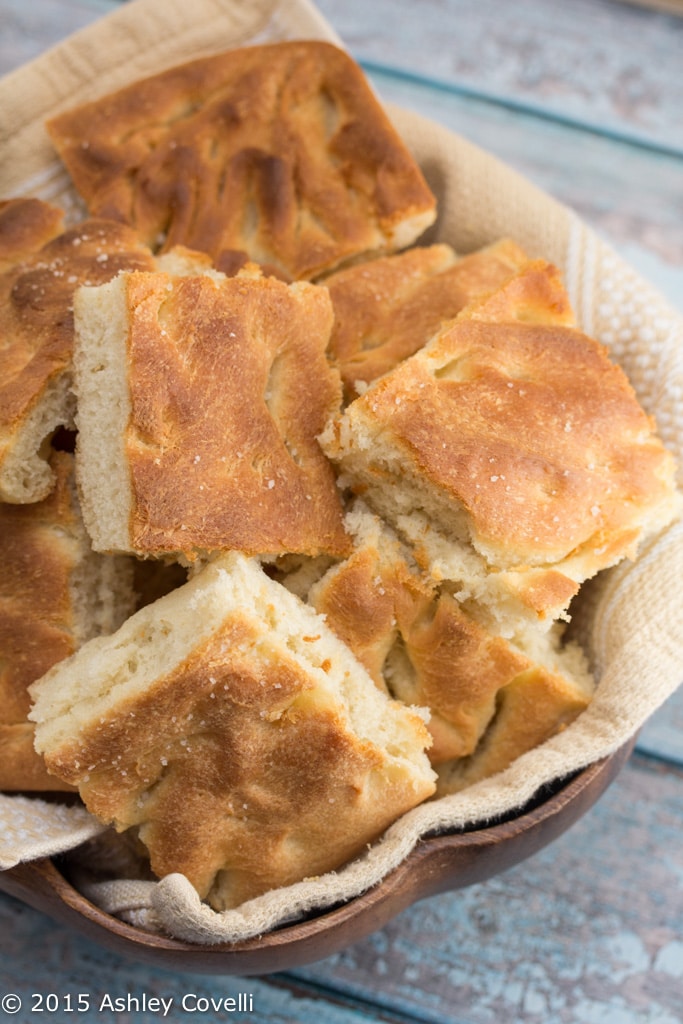 Bread bowl full of Anne Burrell's Focaccia.