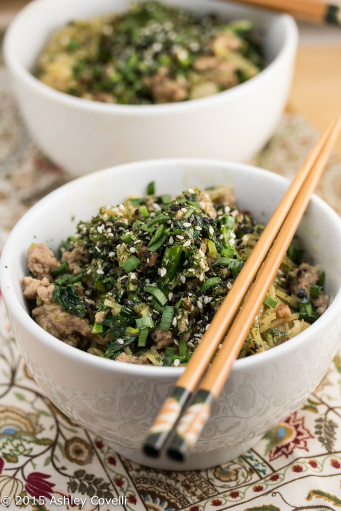 Triple Pork Ramen with Roasted Garlic & Pea Tips