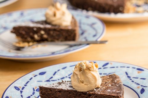 Aztec Torte with Honey Chipotle Cinnamon Mascarpone: Rich, dark chocolate gets a chipotle-induced kick in this sweet-and-spicy, peanut-crusted dessert.