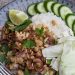Laotian Larb Gai with Sticky Rice, Peanuts & Mint