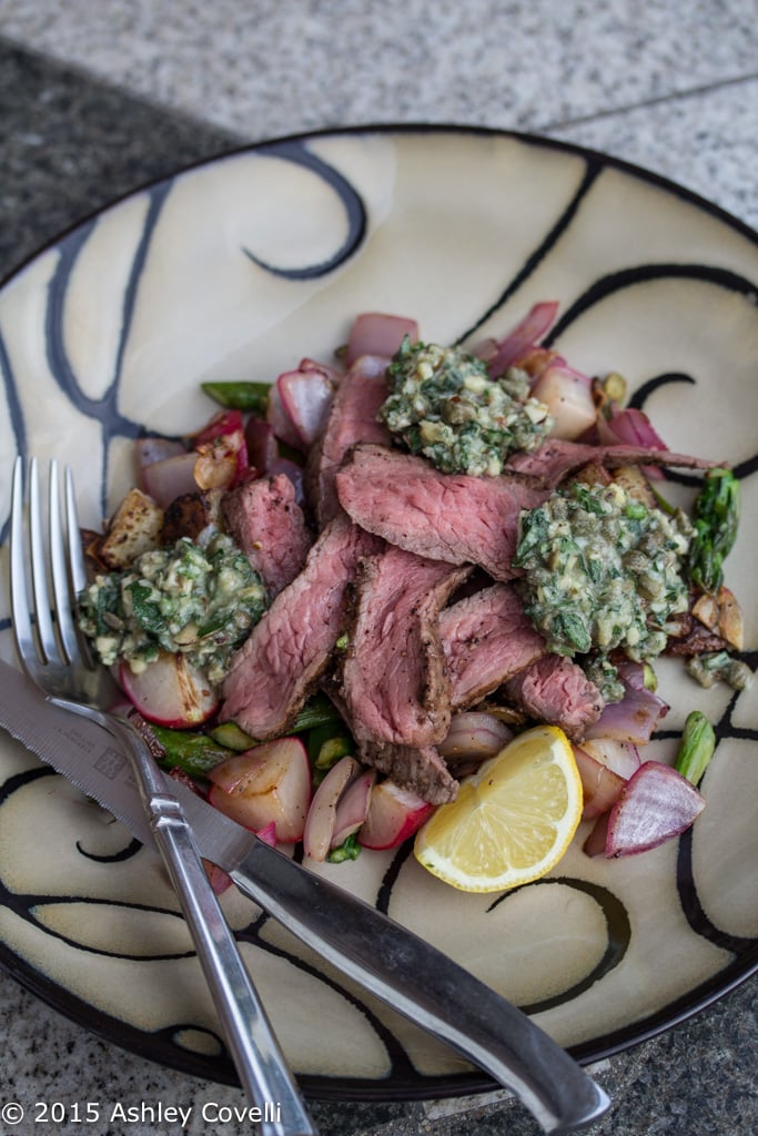 Sirloin Tip Steaks with New Potato, Asparagus & Radish Hash
