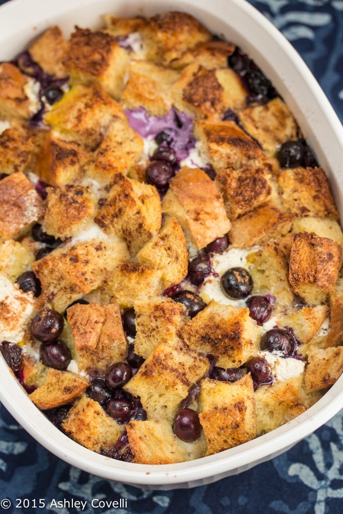 Blueberry Cream Overnight French Toast Casserole