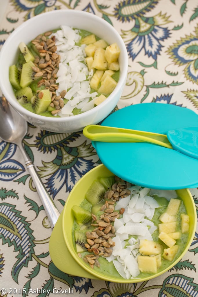 Kiwi, Spinach, Pineapple & Banana Smoothie Bowls