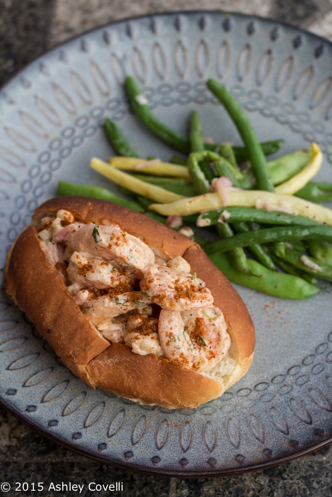 New England-Style Shrimp Rolls with Grilled Green & Yellow Wax Bean Salad