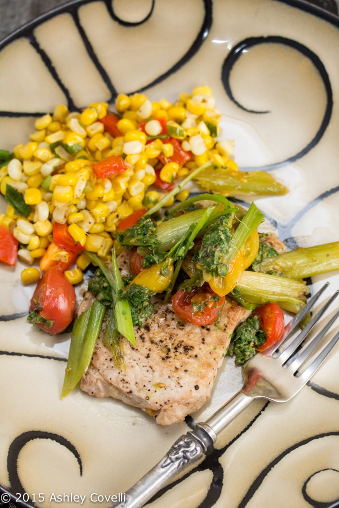 Pork Medallions with Scallions and Magic Green Sauce