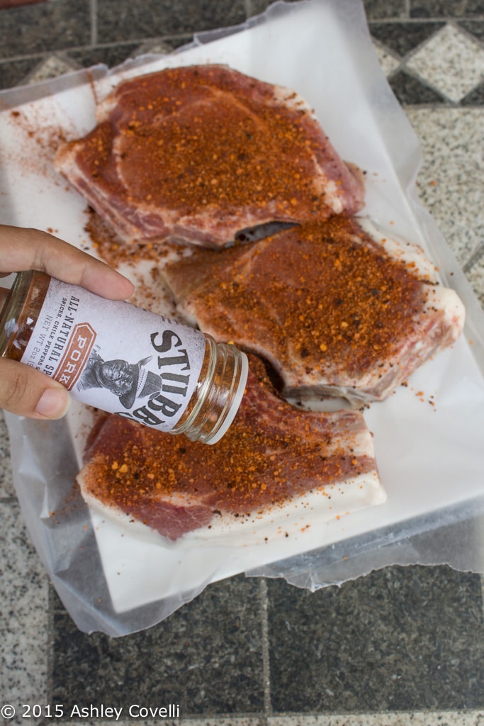 Spice Rubbed Smoked Country Style Ribs with Farm Fresh Veggie Sauté