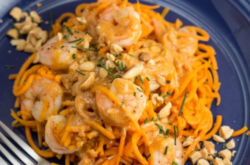 Shrimp with Coconut Curry Sweet Potato Noodles