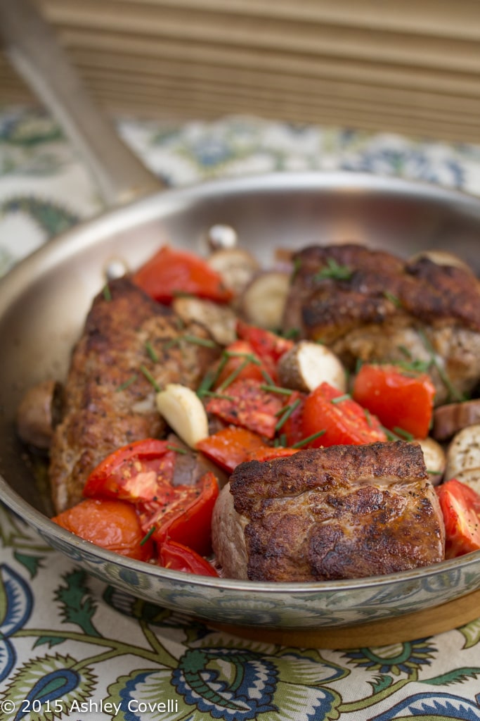 Pan Roasted Pork Tenderloin w Fairy Tale Eggplant & Tomatoes