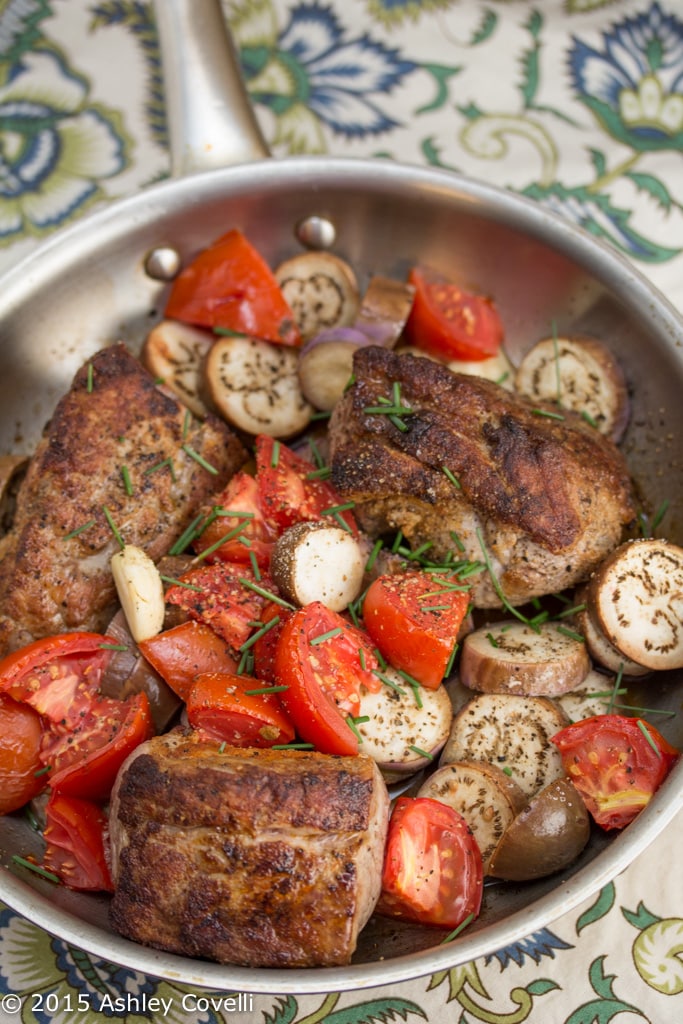 Pan Roasted Pork Tenderloin w Fairy Tale Eggplant & Tomatoes