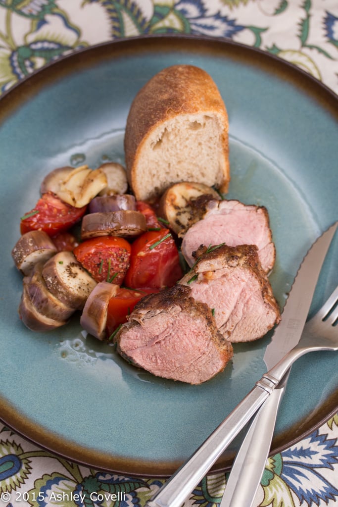 Pan Roasted Pork Tenderloin w Fairy Tale Eggplant & Tomatoes