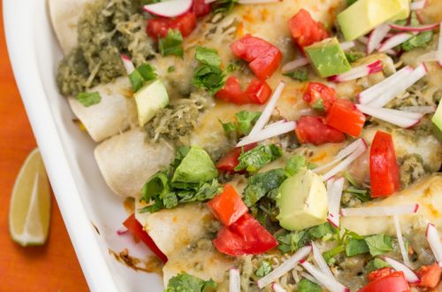 Slow Cooked Green Chile Pork Enchiladas