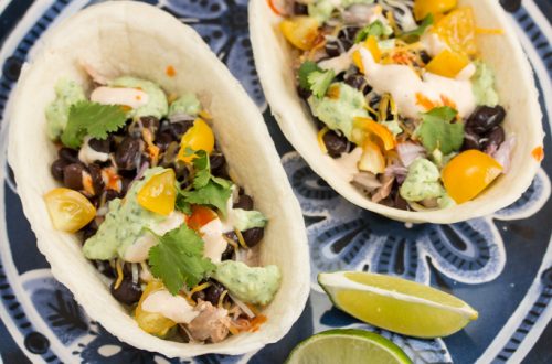 Slow Cooker Chipotle Pork Tacos with Avocado + Chipotle Cremas
