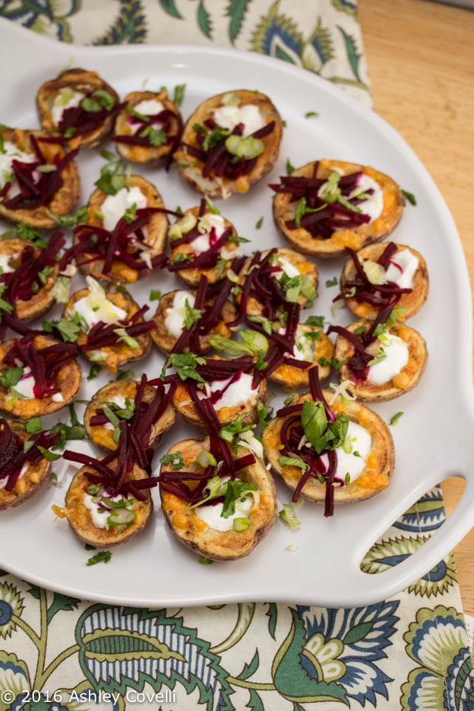 Cheesy Potato Skins with Smoky-BBQ Shredded Beets