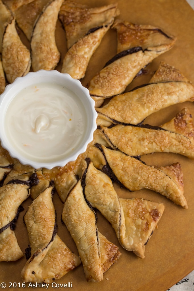 Dark Chocolate Pinwheel with Creamsicle Yogurt Dip