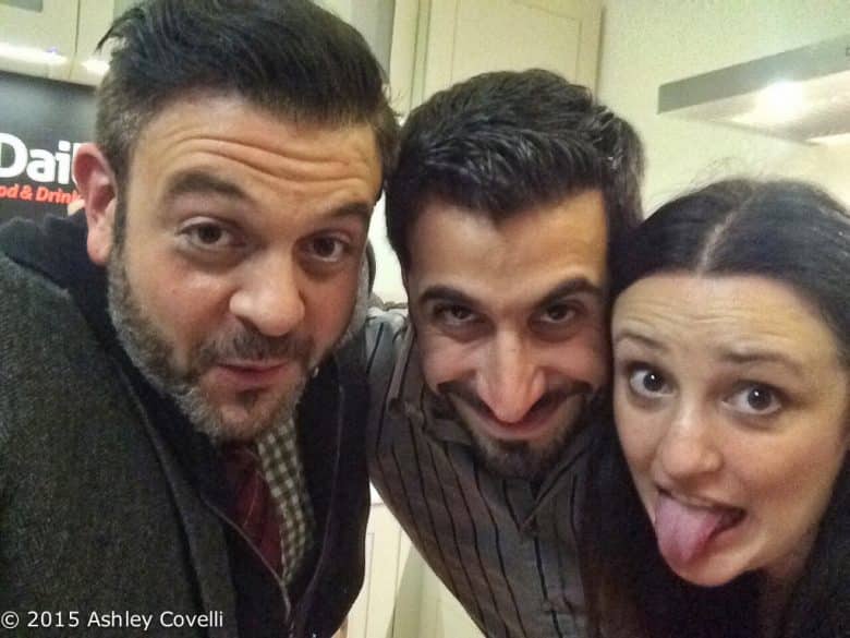 Adam Richman, Dino Covelli, and Ashley Covelli.