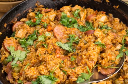 Spanish Chicken + Sausage Skillet