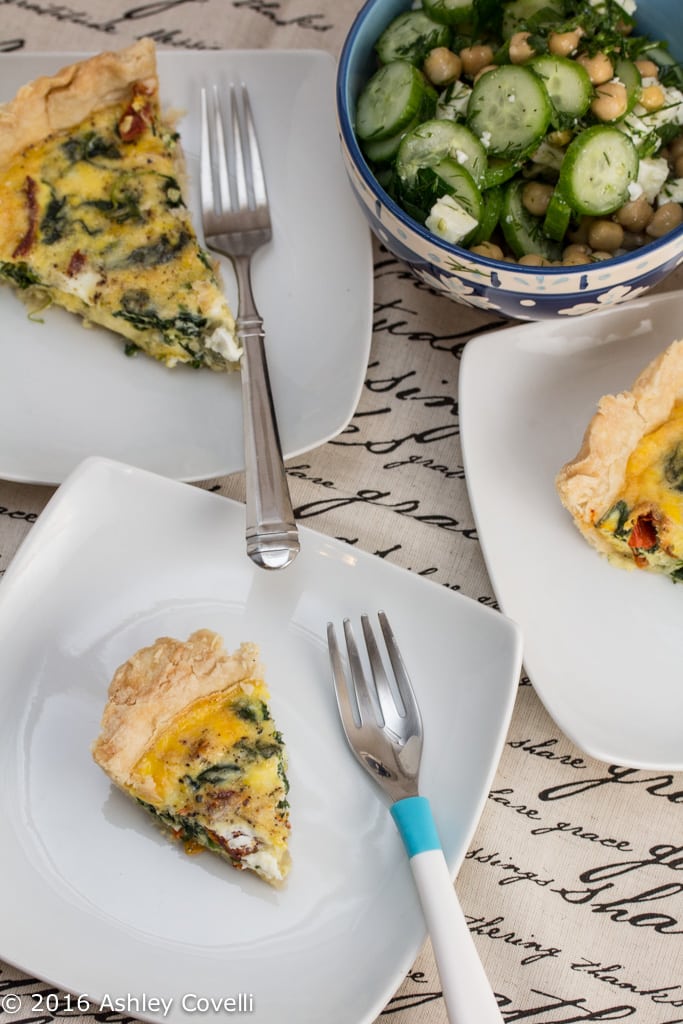 Mediterranean Quiche Duo with Cucumber-Chickpea Salad