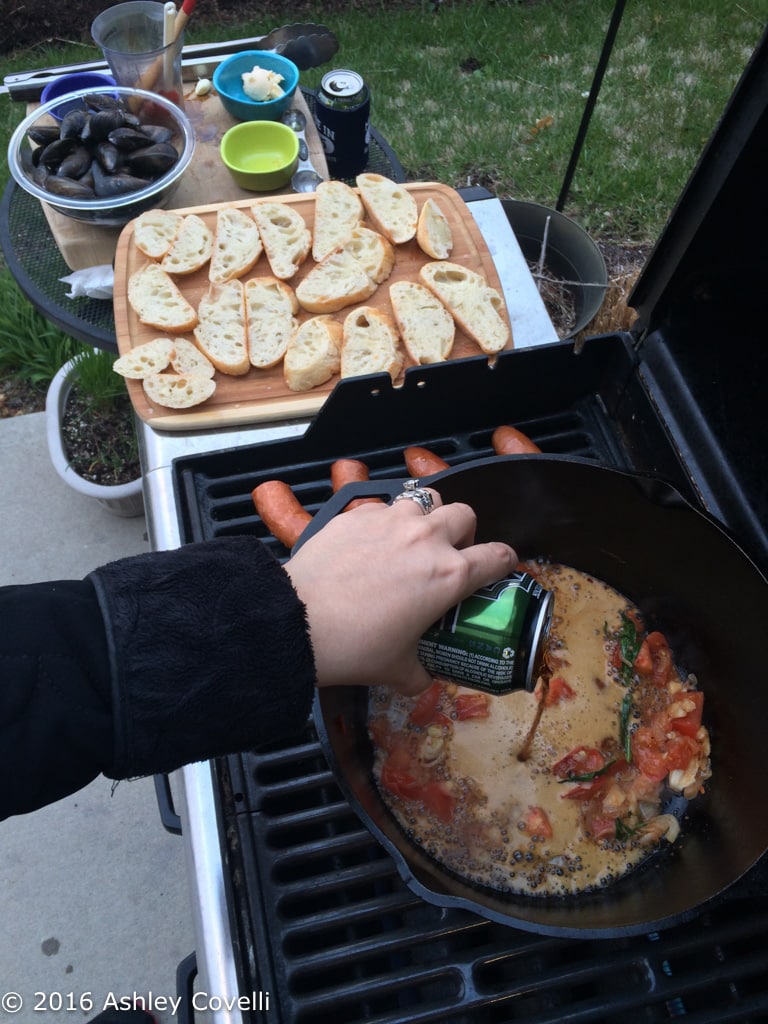 Garlicky Beer + Tarragon Steamed Mussels