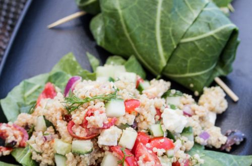 Collard Green-Quinoa Wraps: Hummus binds the veggie-packed filling together in this light, fresh meal.