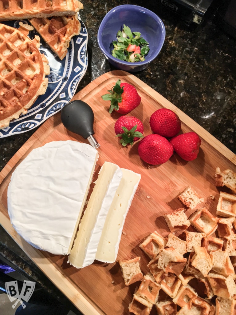 Brie Waffle Bites: Bring your brunch game to the next level with these easy yet elegant bites! #ad