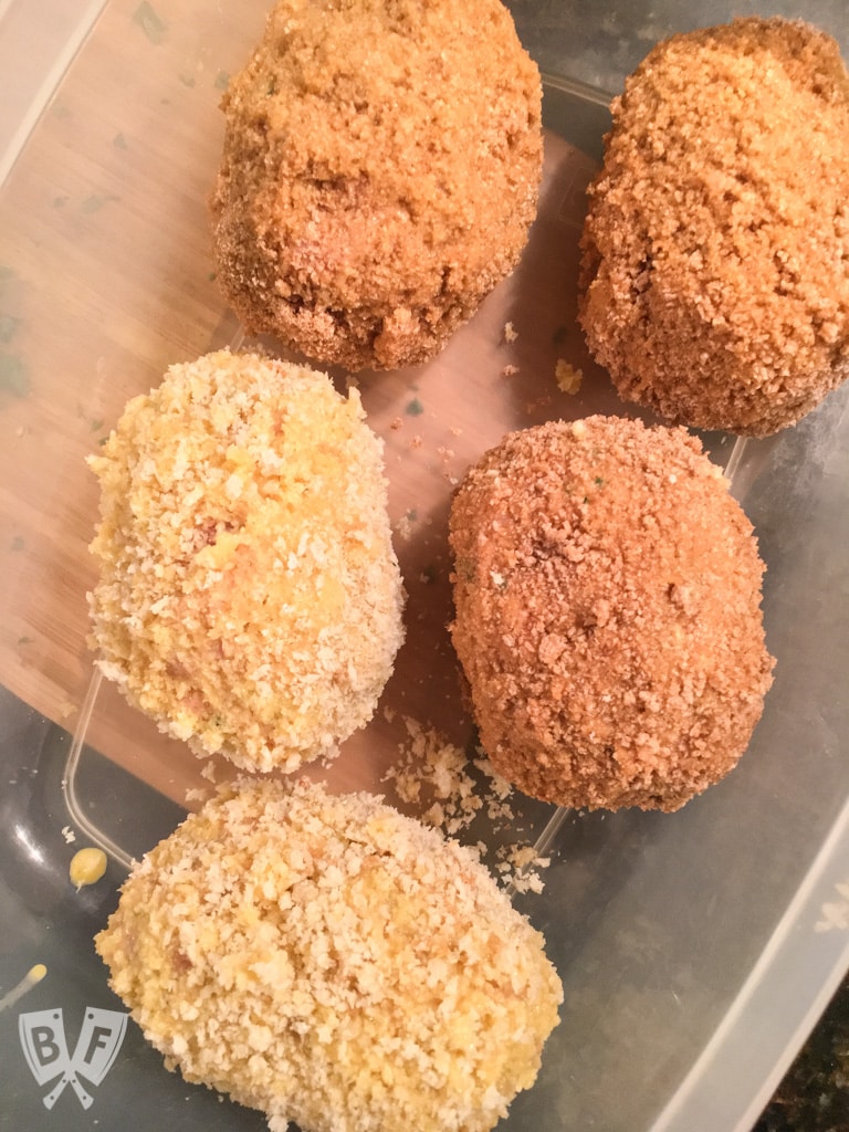 Turkey-Scotch Eggs: A panko-crusted homemade sausage mix makes the perfect crispy coating for this beautifully decadent English egg recipe.