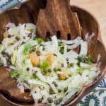 This fennel + citrus salad with shallots and capers is a deliciously crisp, fresh salad that satisfies all your sweet-and-salty cravings!