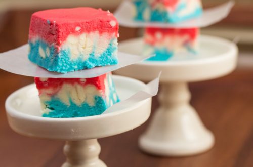 4th of July Tie Dyed Fudge: A festive red, white and blue treat!