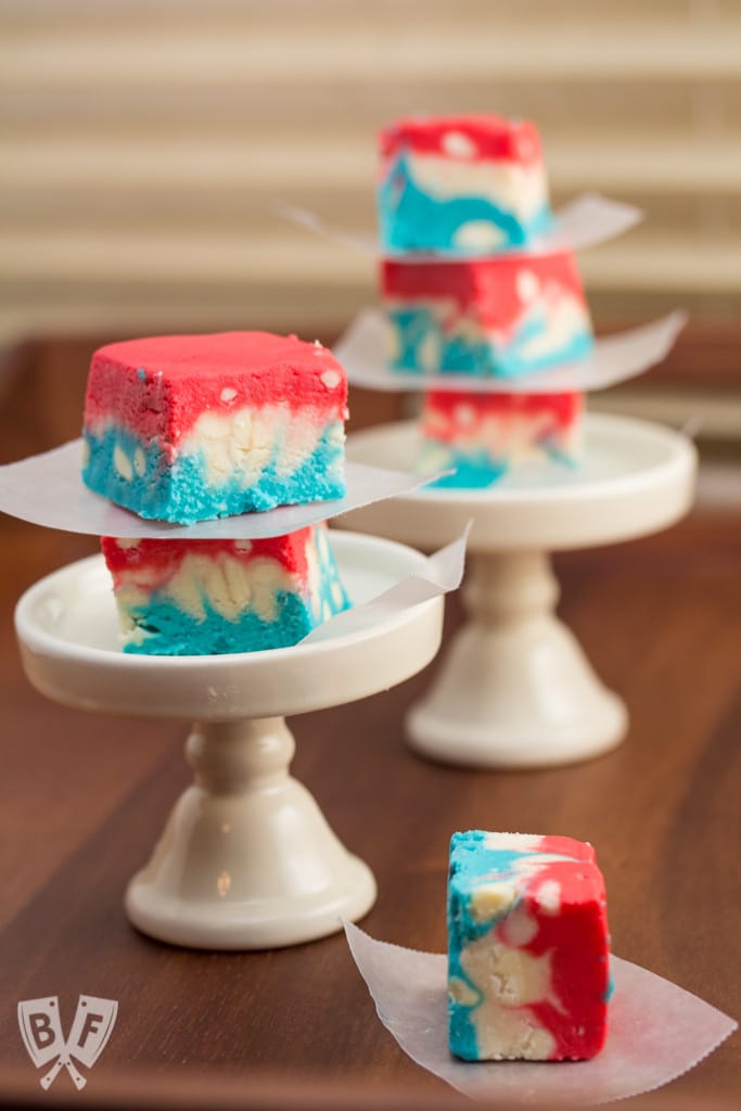 4th of July Tie Dyed Fudge: A festive red, white and blue treat!