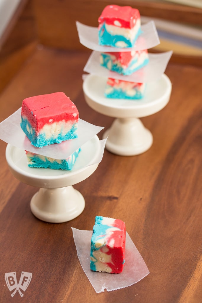 4th of July Tie Dyed Fudge: A festive red, white and blue treat!