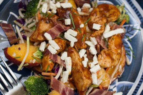 BBQ Chicken with Peach and Feta Slaw: A simple, sweet-and-salty dish that's perfect for busy weeknights.