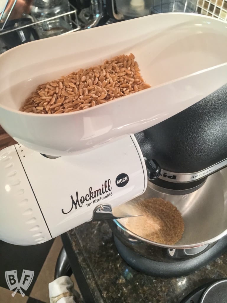 Kamut Breakfast Porridge: Freshly milled grain adds a whole new dimension + loads of nutrition to this simple breakfast cereal. Plus a review of the Mockmill stand mixer attachment. #ad #Mockmill