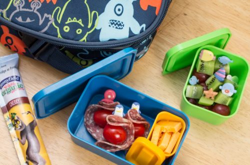 Back to School Lunch Kabobs: Food on a stick is always more fun, especially when paired with yogurt & nut butter. Plus a review of PackIt freezable lunch boxes. #StonyfieldBlogger