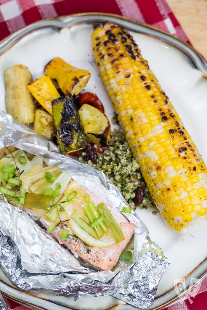 Grilled Salmon Foil Packets with Lemon-Thyme Butter: The butter melts down into the fish creating a delicious, herb-infused sauce while it cooks away on the grill.