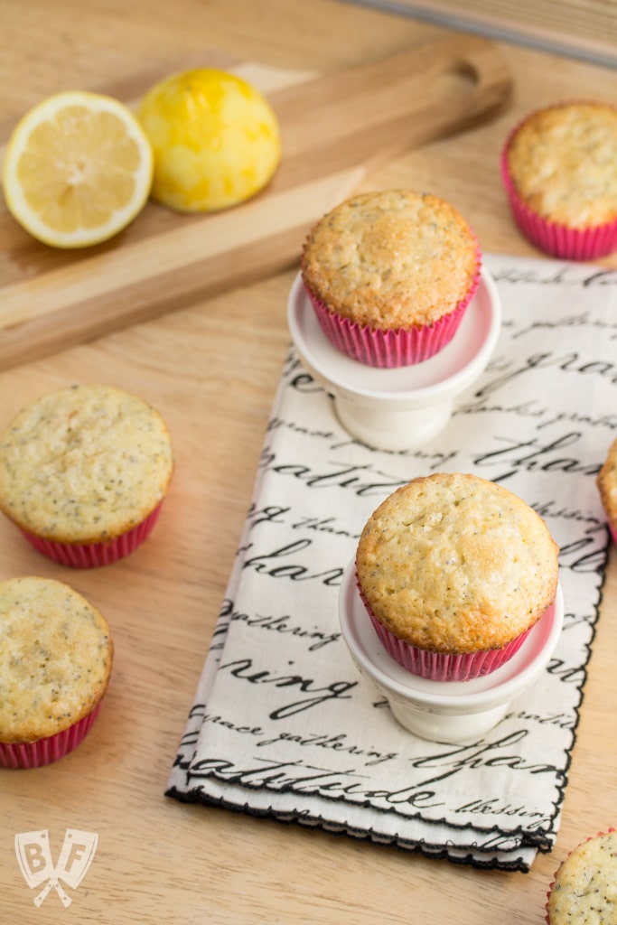 Lemon Poppy Seed Muffins: Bright, tender muffins infused with a hint of almond and a crackly sugar topping.