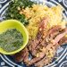 Grains of Paradise-Crusted Steaks with Mashed Plantain, Collard Greens & Ginger Peanuts: Switch up your meat and potatoes game with this West African-inspired meal.