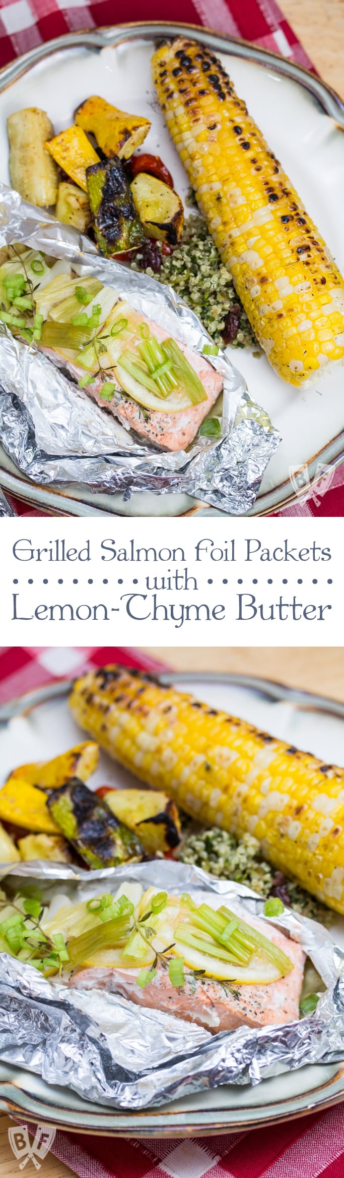 Grilled Salmon Foil Packets with Lemon-Thyme Butter: The butter melts down into the fish creating a delicious, herb-infused sauce while it cooks away on the grill.