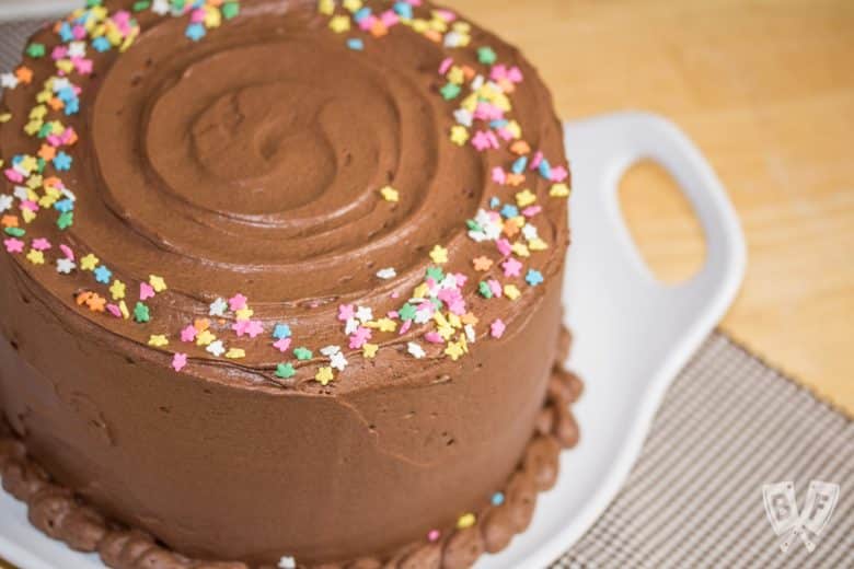 Chocolate cake with sprinkles on top