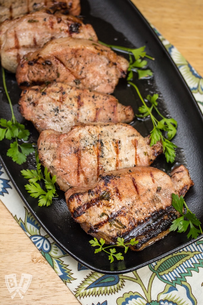 Coffee Pork Chops: A few bold ingredients make the perfect overnight marinade for these flavorful, succulent grilled pork chops. #NYCWFF #ad