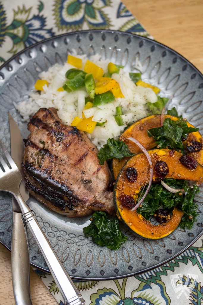 Coffee Pork Chops: A few bold ingredients make the perfect overnight marinade for these flavorful, succulent grilled pork chops. #NYCWFF #ad