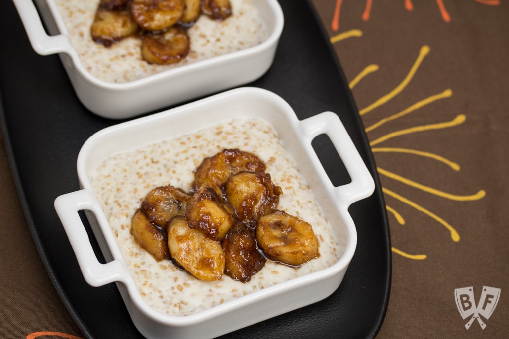 Caramelized Banana Breakfast Porridge: Coconut sugar turns into an ooey gooey topping for these creamy, vanilla-scented bowls of comfort food.