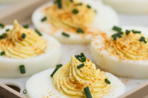 No Mayo Deviled Eggs: Skip the mayo in this appetizer favorite - guaranteed to be a hit at any party!