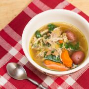 Instant Pot Chicken, Bacon, and Potato Soup: Nothing beats a hearty bowl of homemade chicken soup with bacon. This recipe utilizes the Instant Pot for all day flavor in less than an hour!