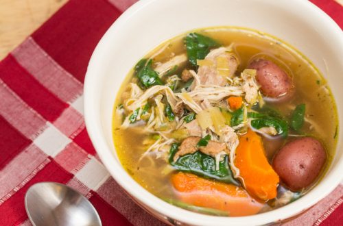 Instant Pot Chicken, Bacon, and Potato Soup: Nothing beats a hearty bowl of homemade chicken soup with bacon. This recipe utilizes the Instant Pot for all day flavor in less than an hour!