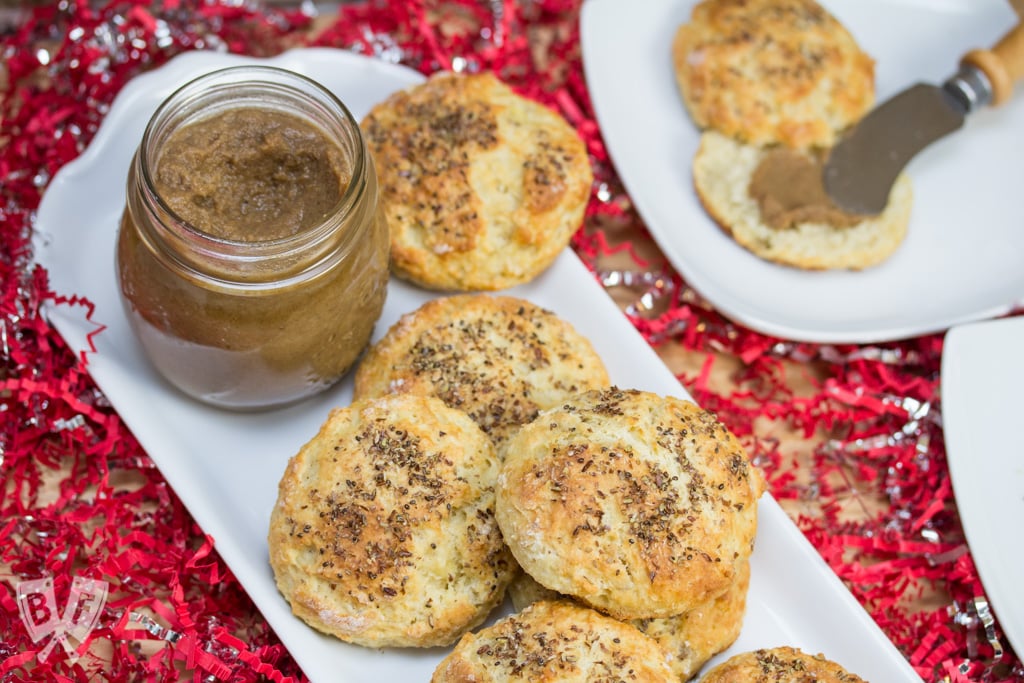 Banana Superseed Scones with Banana-Orange Curd: Coconut sugar and fresh citrus combine to make a luxuriously rich topping for these super tender scones. #ABarleansHoliday #ad