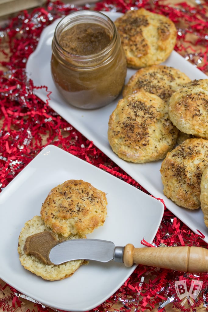 Banana Superseed Scones with Banana-Orange Curd: Coconut sugar and fresh citrus combine to make a luxuriously rich topping for these super tender scones. #ABarleansHoliday #ad